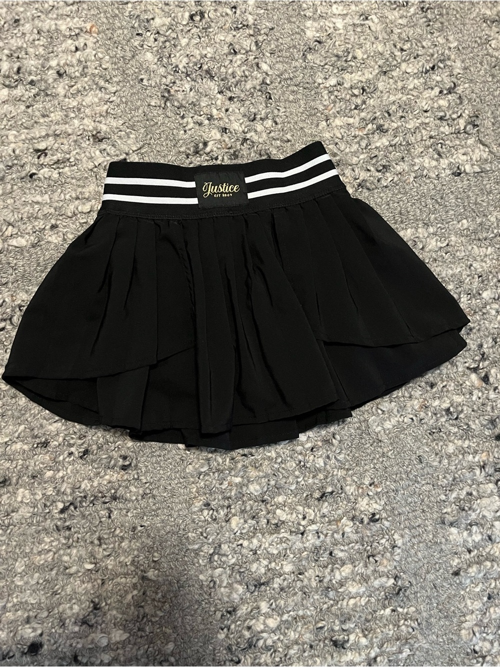 Justice Black Layered Skirt with Striped Waistband